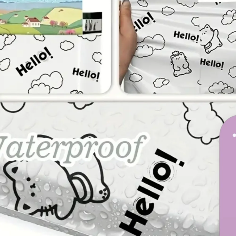Large Black White Hello Pokymailers 12 X 15 Qty 25 Waterproof Tear Resistant H🔥